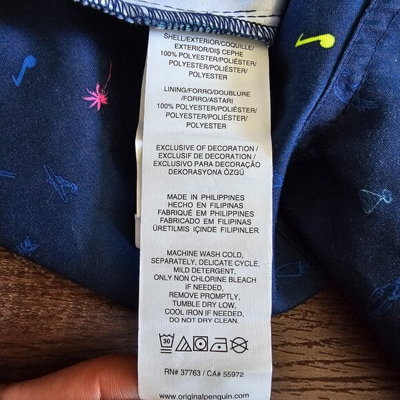 Original Penguin Munsingwear 4" Swim Shorts Trunks, 33, Blue Mini Print Tropical - Picture 11 of 12